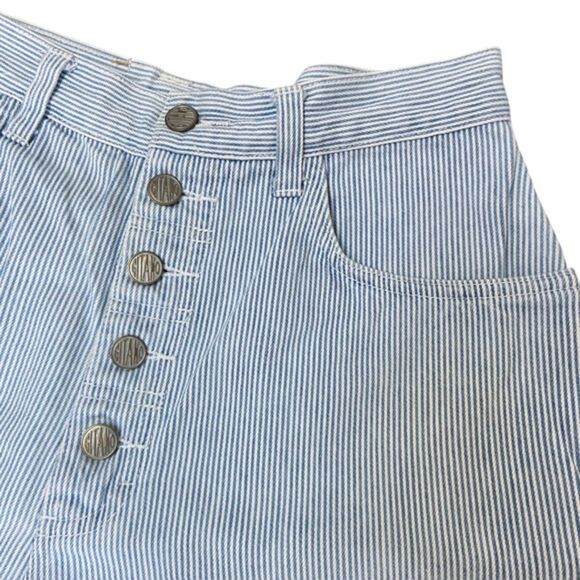 Gitano Vntg 90s High Waist Pin Stripe 100% Cotton Button Shorts Size 11/12 28x5 - Picture 3 of 10